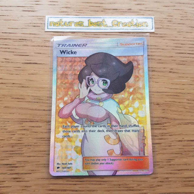 MINT/NM Condition Wicke 147/147 Holo/Shiny Pokemon Card, Burning Shadows Rare