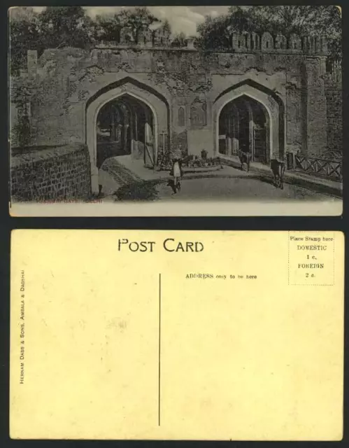 India Old Postcard Cashmere Kashmir Gate & Cattle DELHI
