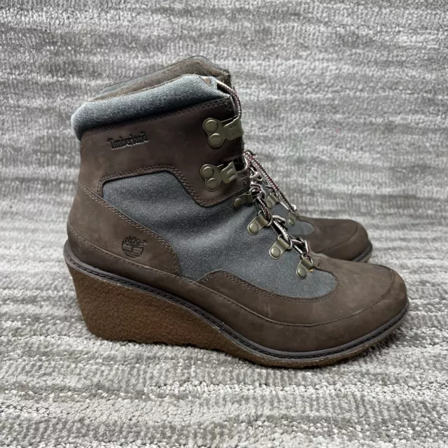 Timberland Boots Womens 10 Earthkeepers Amston Ankle Bootie Wedge Gray Suede