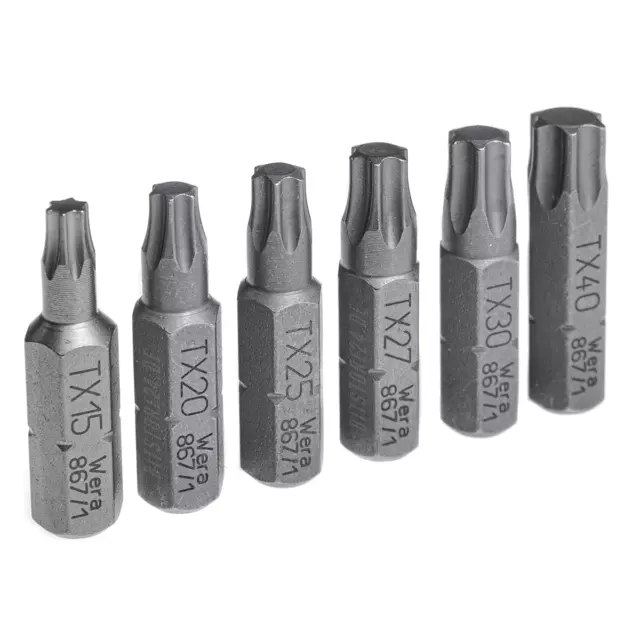 WERA TORX® Bit Biteinsatz wahlw. Gr. T10, T15, T20, T25, T27, T30, T40 TX Bits