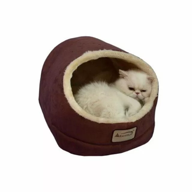 C18HTH-MH Armarkat Pet Bed Cat Bed 18 x 12 x 14 - Indian Red & Beige