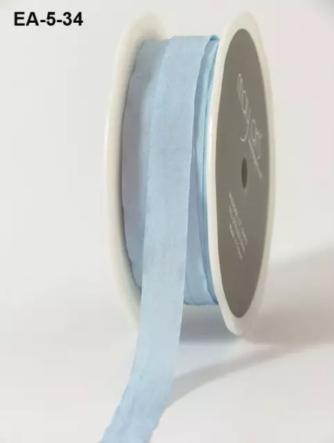 1/2 Inch Solid Wrinkled Ribbon - May Arts - EA34 -Blue - 5 yds.