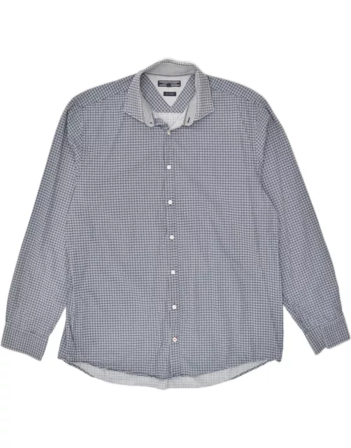 TOMMY HILFIGER Mens New York Fit Shirt 2XL Blue Spotted Cotton BD08