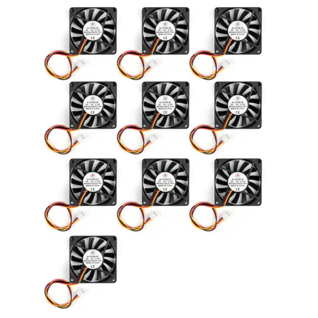 10Pcs DC Brushless Cool PC Computer Fan 12V 7010s 70x70x10mm 0.15A 3 Pin Wire AU 2