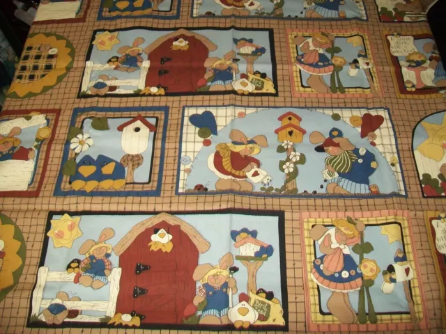 3 Yds Country Bunny Bird House Barn Sunflower Material Fabric Country Craft Prim