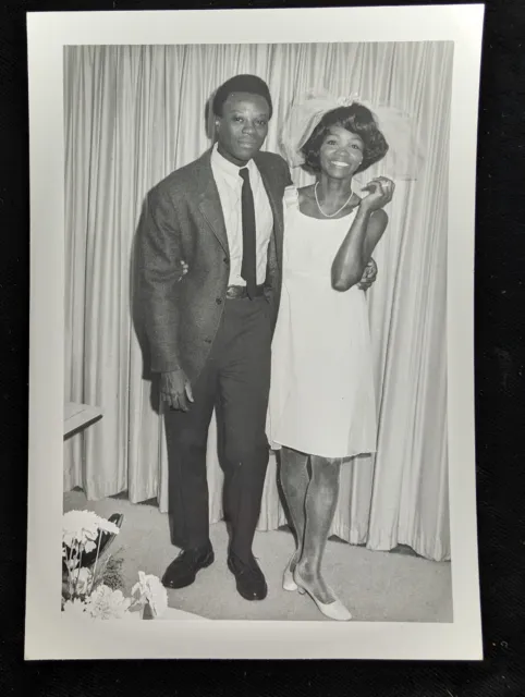 Vintage Photo 1960s Wedding Picture Bride Groom Couple African Black Americana