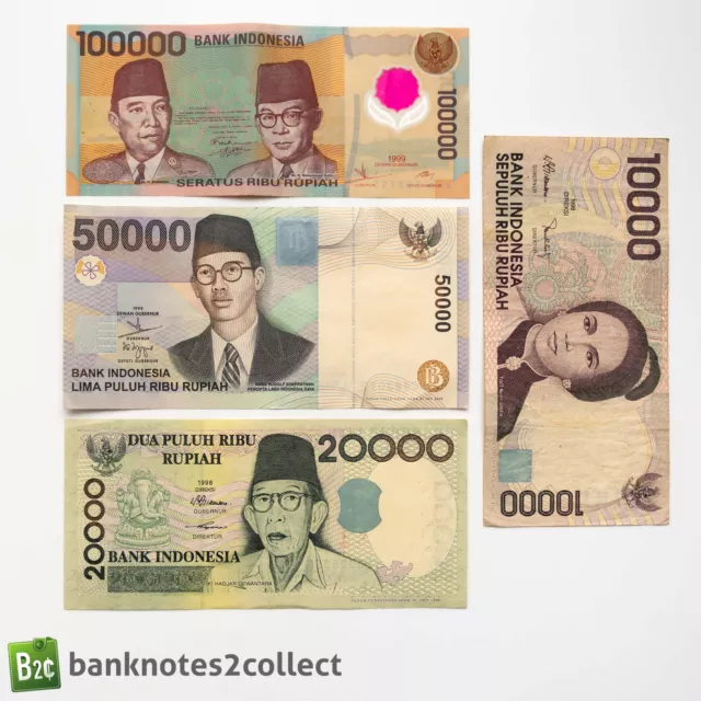 INDONESIA: Set of 4 Indonesian Rupiah Banknotes.