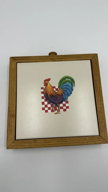 Gallo de azulejos blancos rústico colgante de pared casa de campo llavero oculto