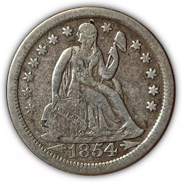 1854-O Arrows Seated Liberty Silver Dime Very Fine VF Coin #5587