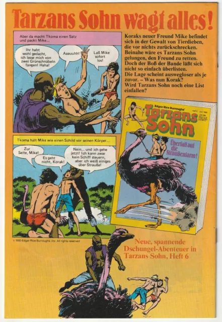 ✪ TARZAN #7/1980 Gefährliches Gold!, Ehapa COMICHEFT TOP Z1 2