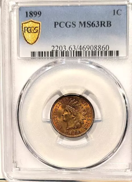 1899 Indian Head Cent PCGS MS 63 RB RED BROWN