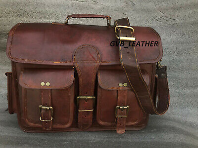 Men's Vintage Leather Handmade Versatile Laptop Shoulder Satchel Messenger Bag