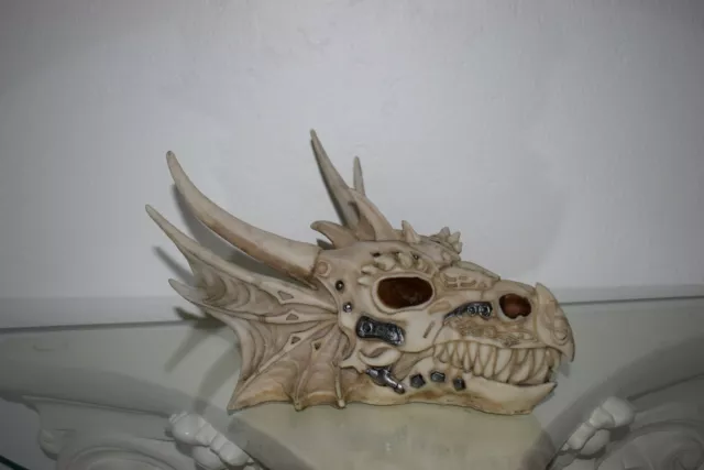 Drachenkopf Drachenfigur Deko Fantasy Sammlerobjekte Wandrelief klein Totenkopf