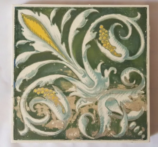 Shrigley & Hunt  Minton Hand Painted Regal Design Victorian Tile . 19Th C