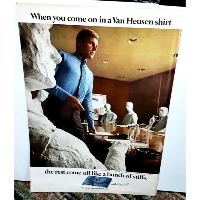 1968 Van Heusen Men's Shirts Vintage Print Ad Original