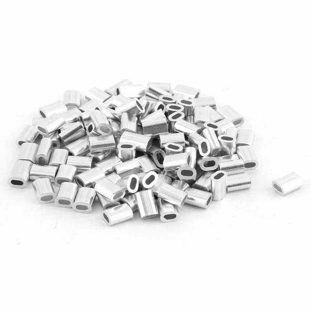 Embouts ovales en aluminium 5mm manches x 3mm pour Câble Acier Diamètre 1,2 mm