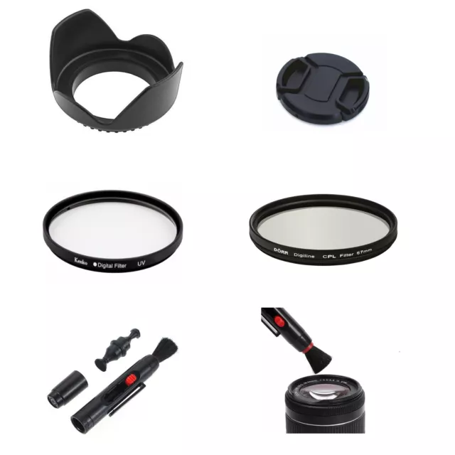 SU8 58mm Camera Bundle Lens Hood Cap UV CPL Filter Brush Pen Kit For Nikon Lens