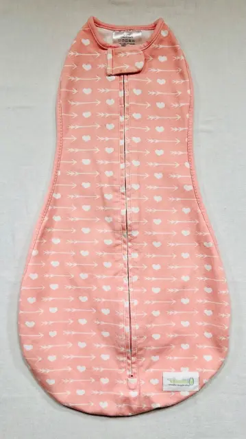 Woombie Original White Hearts & Arrows Print Pink Swaddle Sleep Sack, 0-3 mos.