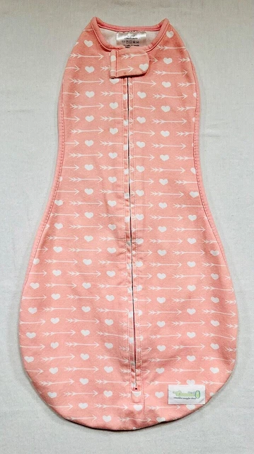 Woombie Original White Hearts & Arrows Print Pink Swaddle Sleep Sack, 0-3 mos.