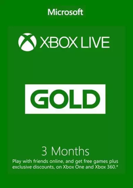 Abbonamento Xbox Live Gold di 3 mesi Codice Microsoft Xbox One 360 chiave - WW