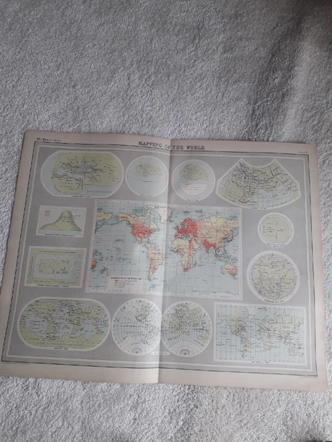 " THE TIMES" - MAPPING OF THE WORLD- Vintage Map 1920 by J.G.Bartholomew