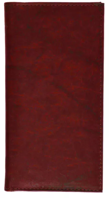 Burgundy Genuine Leather Plain Checkbook Cover Long Wallet. 3