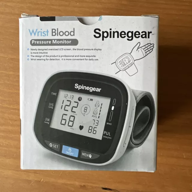 Spinegear wrist blood pressure monitor BP Machine device talking bpm SP-W01 new