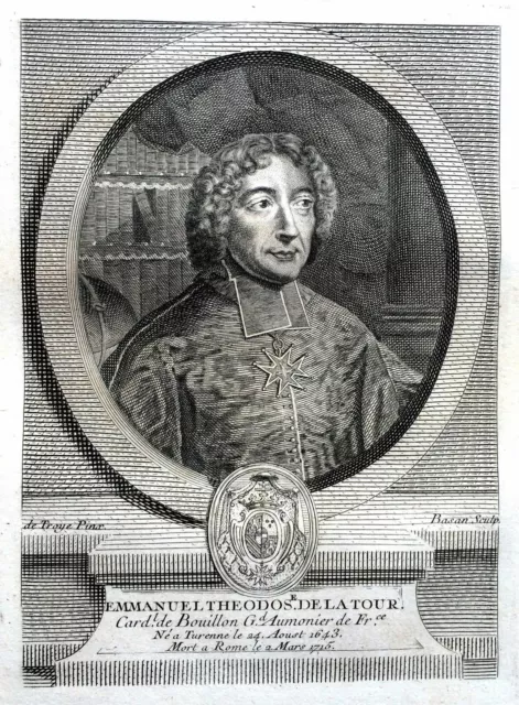 1786 Engraving Portrait Emmanuel Theodose De La Tour D'auvergne Bouillon