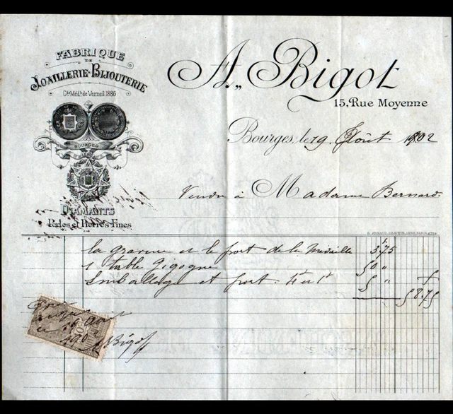 Facture Commerciale Ancienne – Paris 1899 – Fabrique De Chaînes En Or Gross Langoulant – Document D'Époque