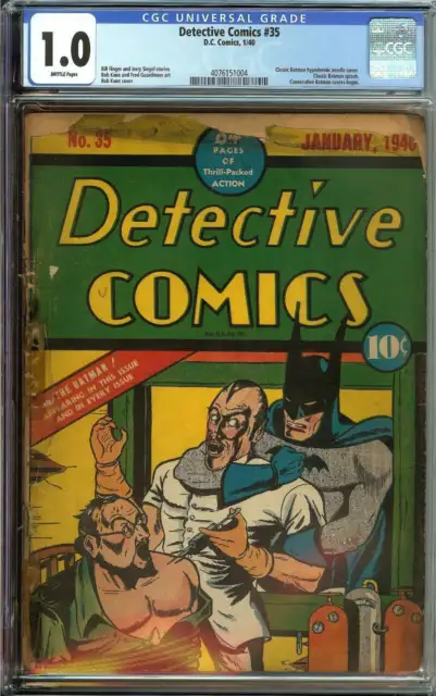 Detective Comics #35 Cgc 1.0 Brittle Pages// Classic Batman Hypodermic Needle