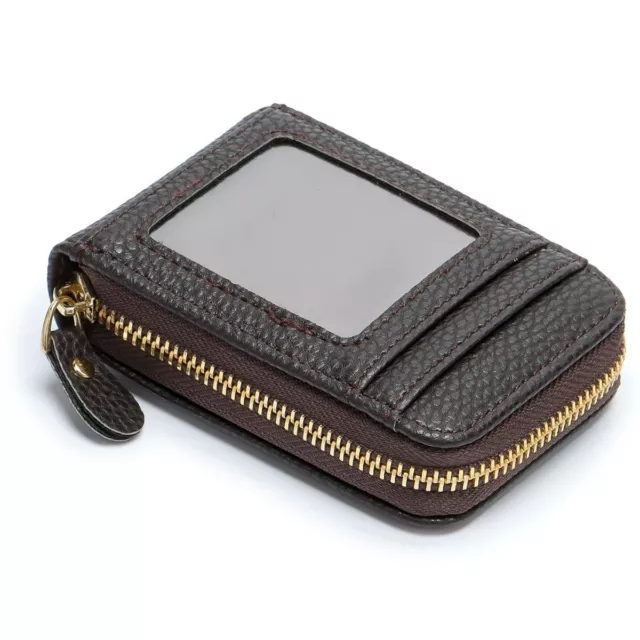 Men's Wallet Credit Card Holder Genuine Leather RFID Blocking Zipper Pocket Thin 9