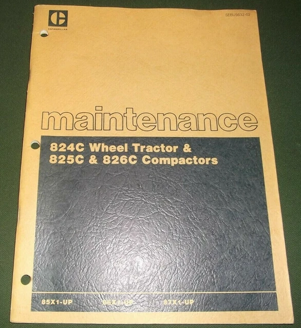 Cat Caterpillar 824C Trattore 825C 826C Compattatore Cura Manuale Libro
