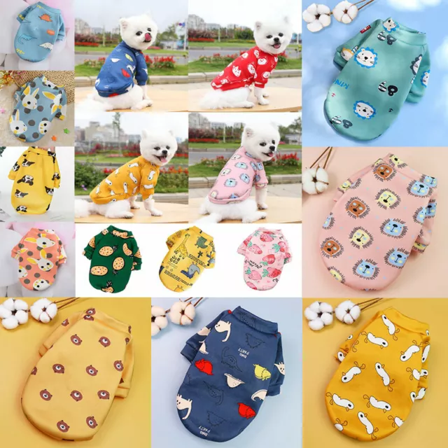 Pet Dog Clothes Cartoon Printed Fleece Hoodie Jumper Coat Jacket Puppy Cat Vest