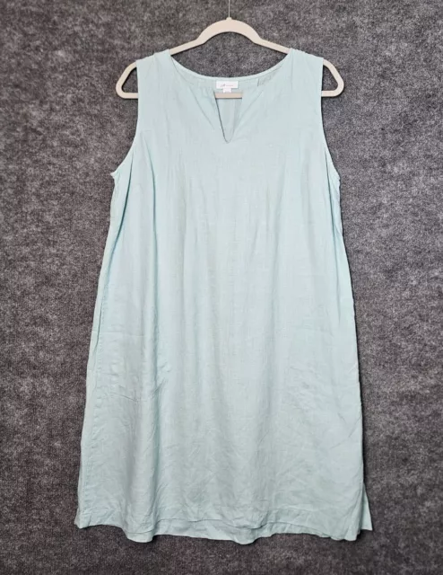 J Jill Love Linen Dress Womens M Light Green Sleeveless Coastal Minimal