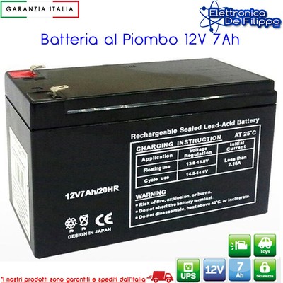 BATTERIA 12V 2.3 AH PER ANTIFURTO AGM BATTERIA RICARICABILE A PIOMBO 12V 7AH 7,2AH 
