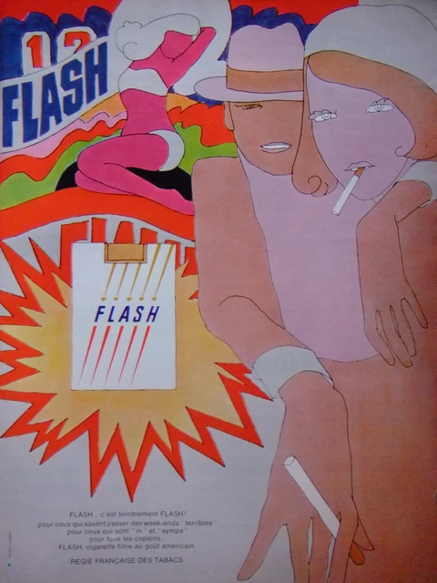Publicité 1968 Flash Cigarette Filtre Au Goût Américain Régie Française Tabacs