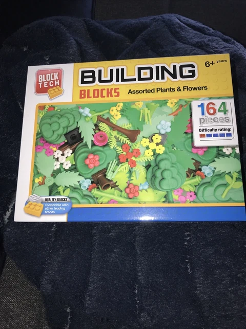 BLOCK TECH BUILDING BLOCKS, ASSORTED PLANTS & FLOWERS 164 Pieces *New ...