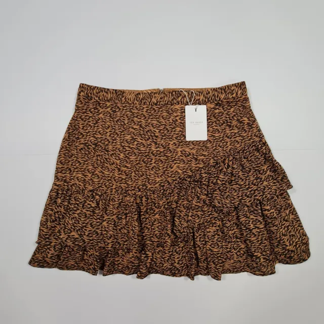 Ted Baker Womens Skirt Brown Large Leopard Print Mini Short Length Ted 4