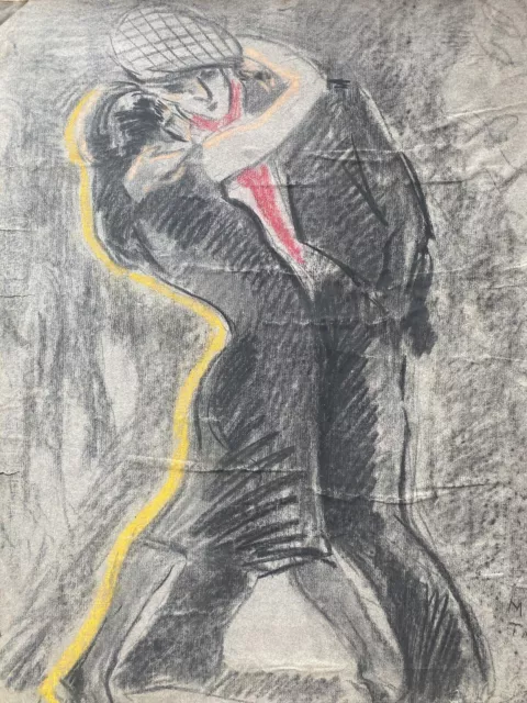 Ecole du XXe siècle. « Les danseurs de tango » Dessin signé. 2