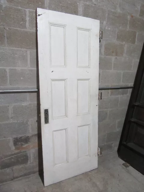 ~ ANTIQUE OAK 6 PANEL DOOR WITH HARDWARE X ~ 32 x 81.5 ARCHITECTURAL SALVAGE 7