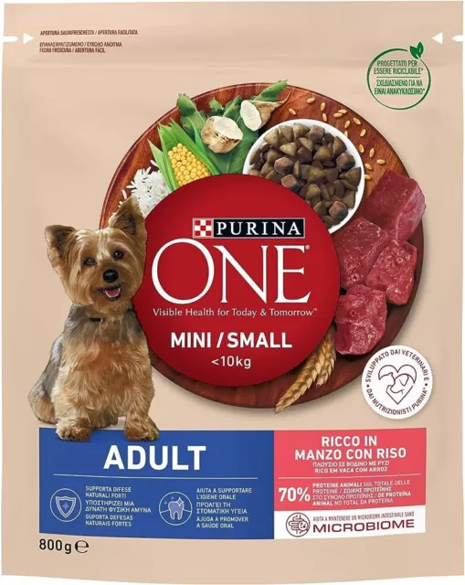 CROCCHETTE CANE CIBO PER CANI SECCO PURINA ONE PICCOLA TAGLIA ADULT MANZO 800 g