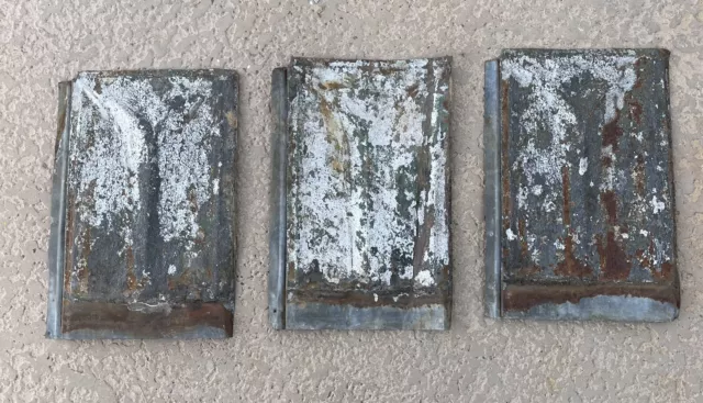 Three 3 Vintage Embossed Roofing Tiles Ceiling Antique