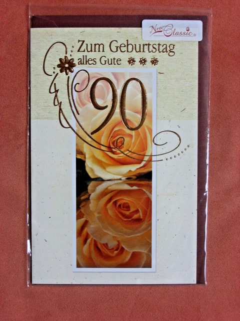 Geburtstagskarte Zum 90. – Mit Torten, Blumen Und Teetasse Im Bunten Design