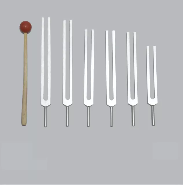 6 Pc Sacred Solfeggio Tuning forks incl 528 hz +Mallet for healing sound therapy