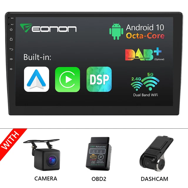 CAM+DVR+OBD+10.1" Double 2 Din Car Stereo Radio Android 8-Core GPS No DVD Player