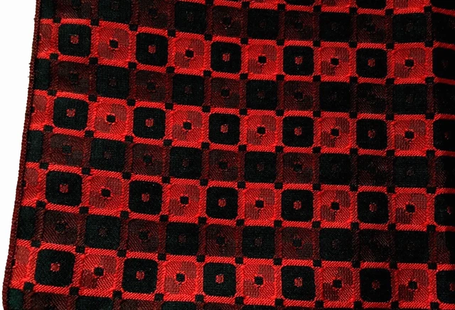 Foulard De Poche Vintage Tergal - Noir Et Rouge - 21 X 22,3 Cm - Neuf Avec étiquettes