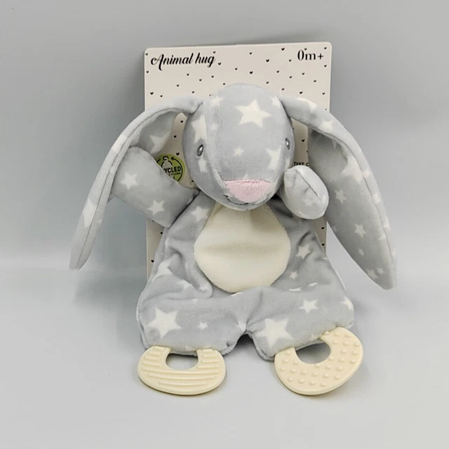 Doudou plat lapin gris blanc étoiles dentition ZD TRADING NEUF - 32014