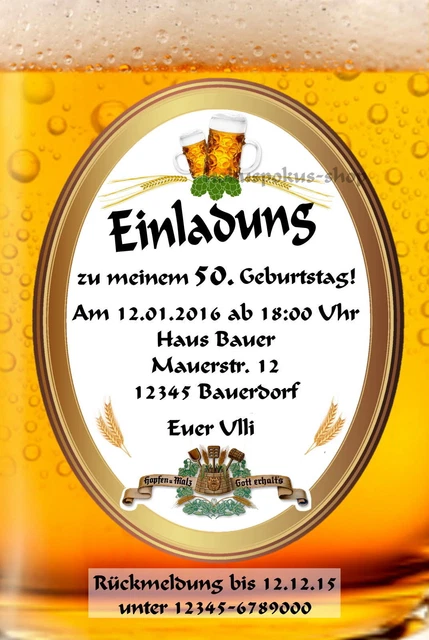 10 EINLADUNGSKARTEN GEBURTSTAG Einladungen Geburtstagseinladungen Bier