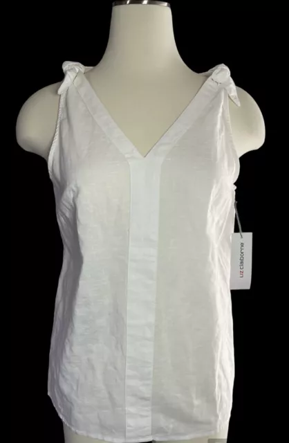 Liz Claiborne Women’s Sleeveless Tank White Button Up Blouse New NWT