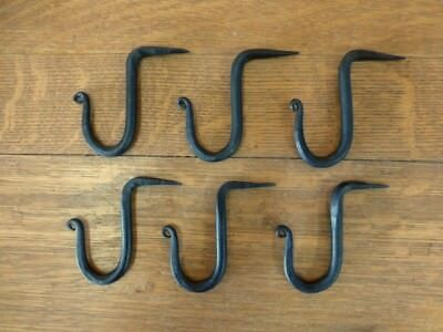 6 BLACK WROUGHT IRON DRIVE-IN SPIKE WALL HOOK RUSTIC ANTIQUE STYLE barn hardware